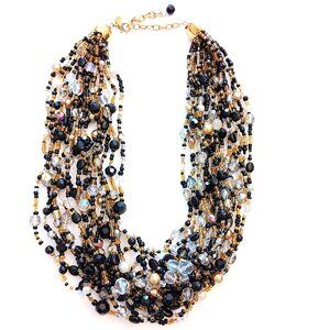 Joan Rivers Multi Strand Black Gold Color Beaded Necklace